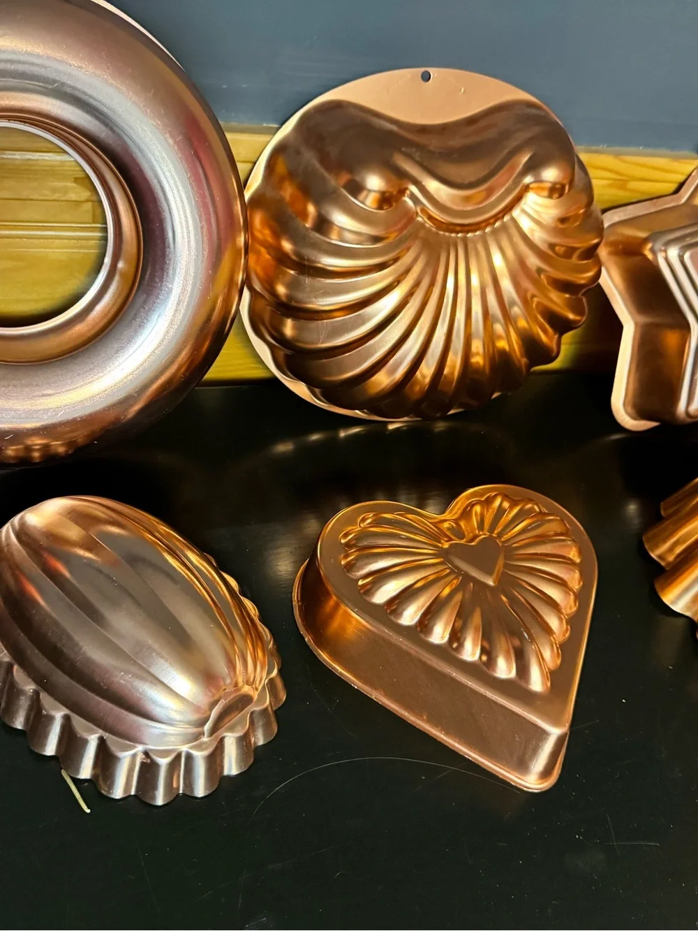 Vintage Copper Mold Jello molds Set - Decorative Heart, Star, Shell & Bundt
